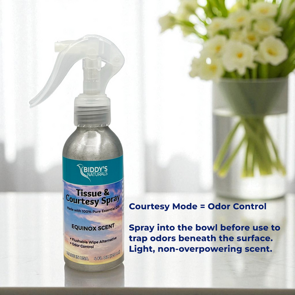 Tissue & Courtesy Spray Flushable Wipe Alternative. Equinox Scent 4oz