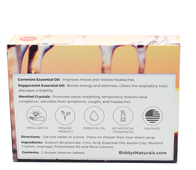 Peppermint COLD SNAP Shower Steamers Aromatherapy 2pk made with 100 P Biddy's Naturals