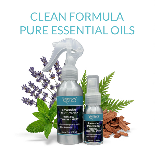 Lavender Mint Cedar Tissue & Courtesy Spray™ – Cooling, Clean & Comforting 1oz