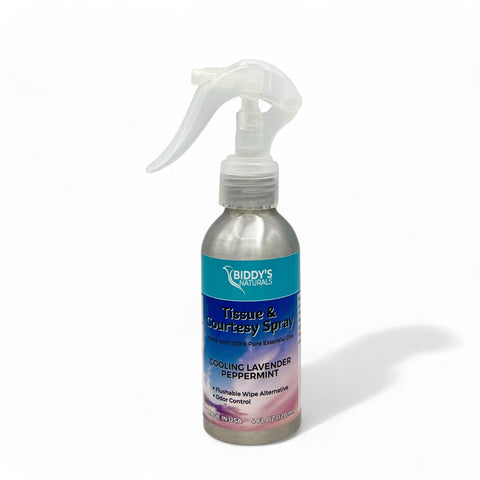 Tissue & Courtesy Spray Flushable Wipe Alternative. Cooloing Lavender & Peppermint 4oz