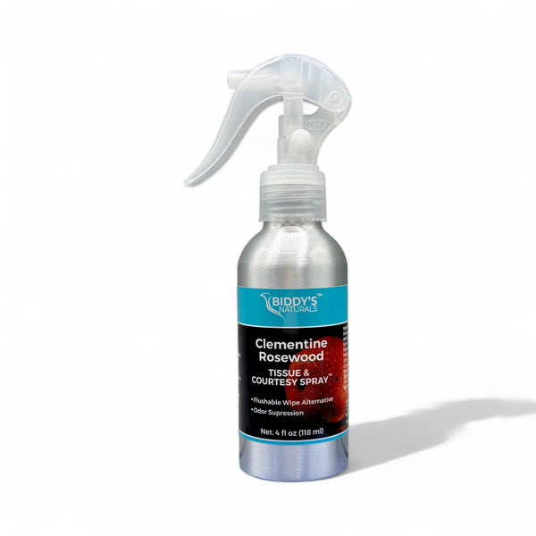Clementine Rosewood Tissue & Courtesy Spray – Citrus-Soft, Warm & Elegant 4oz