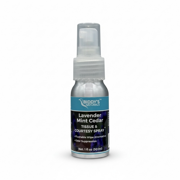 Lavender Mint Cedar Tissue & Courtesy Spray™ – Cooling, Clean & Comforting 1oz