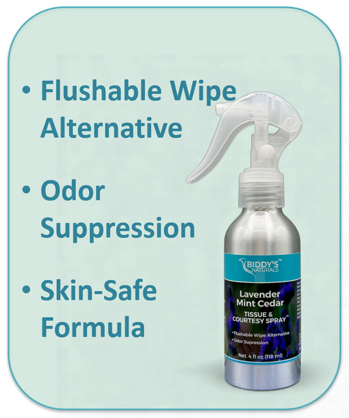 Lavender Mint Cedar Tissue & Courtesy Spray™ – Cooling, Clean & Comforting 4oz.