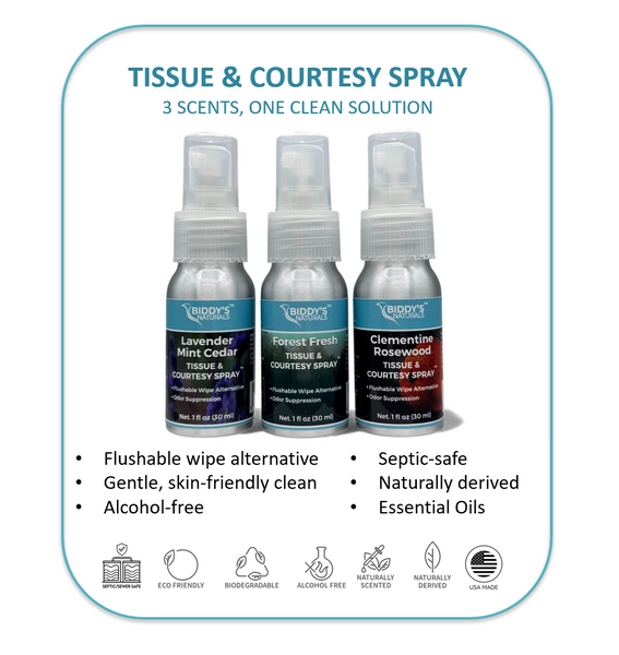 Clementine Rosewood Tissue & Courtesy Spray™ – Citrus-Soft, Warm & Elegant 1oz