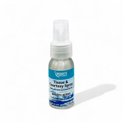 Tissue & Courtesy Spray Flushable Wipe Alternative. Breezy Scent 1oz