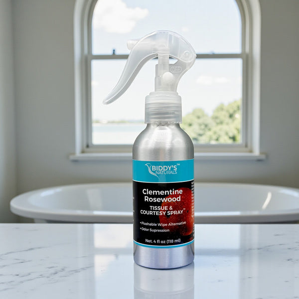 Clementine Rosewood Tissue & Courtesy Spray – Citrus-Soft, Warm & Elegant 4oz